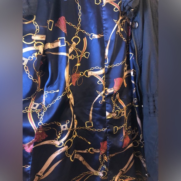 TWIK Long Windbreaker Jacket in Blue with Gold n Blue Lining - Picture 14 of 14